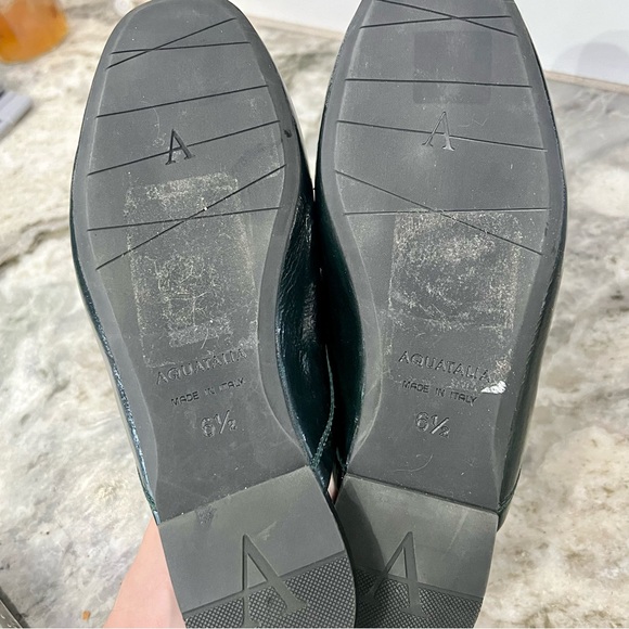 Aquatalia Dark Green Patent Leather Square Toe Mule Slide Loafers Size 6.5 - Picture 6 of 6